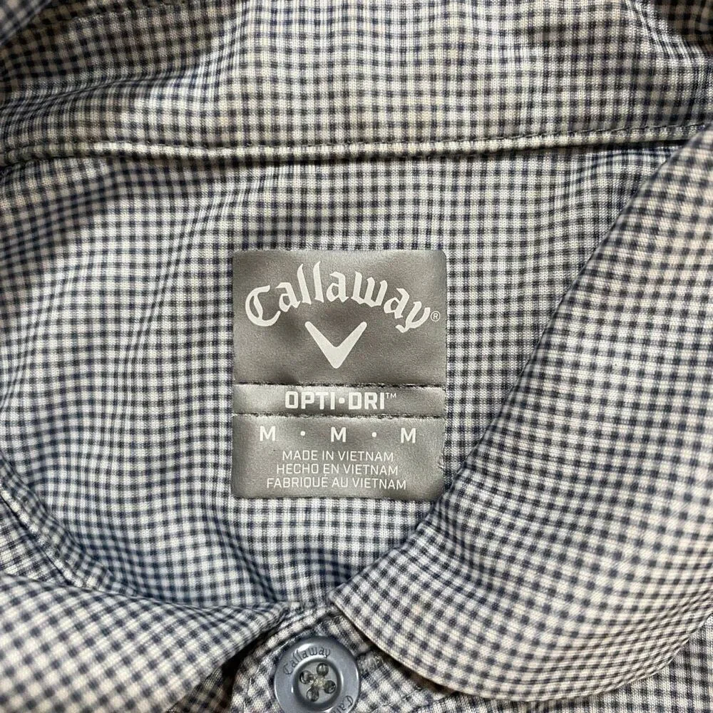Callaway Golf Polo Shirt Opti-Dri Blue Checkered Mens Size M